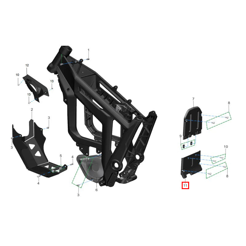 Parafango posteriore inferiore batteria (plastica)