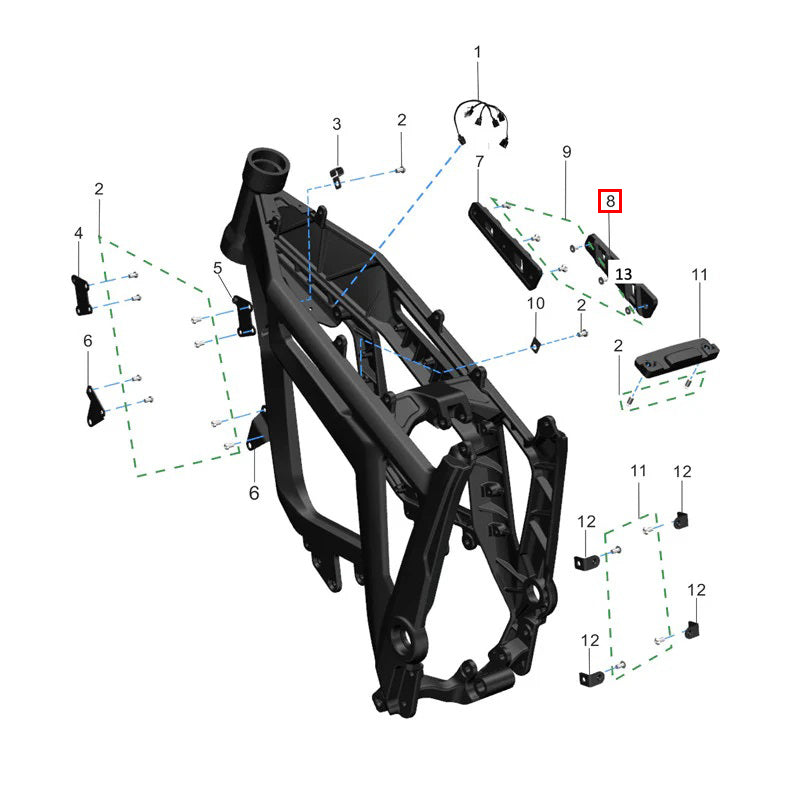Cuscino in gomma per supporto batteria destro