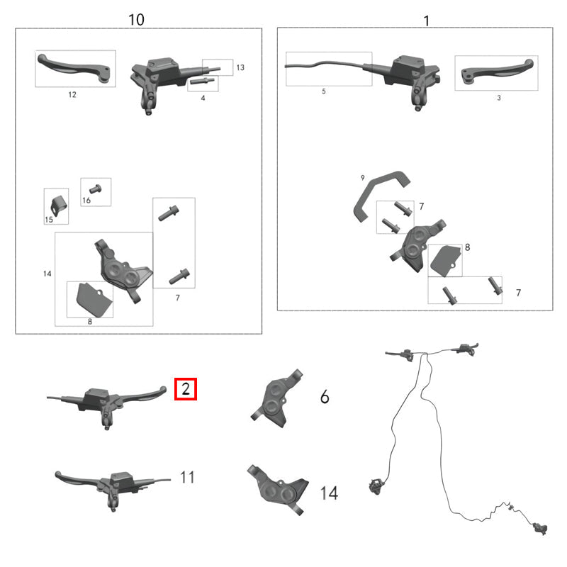 Gruppo pompa superiore freno anteriore MX