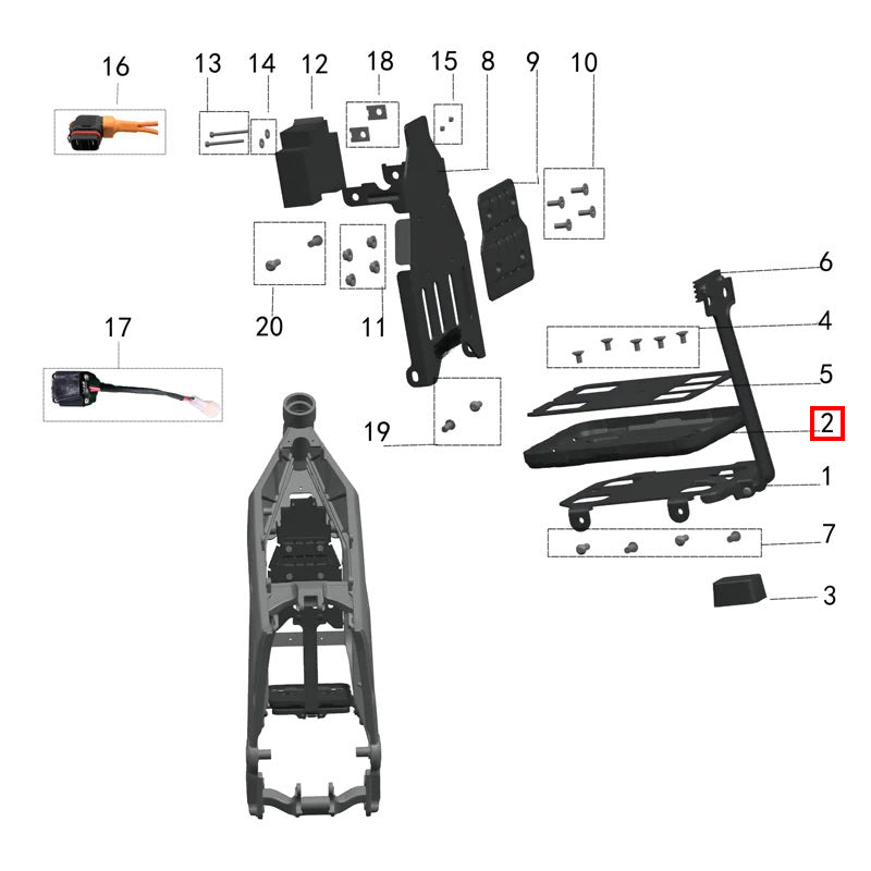 Supporto in plastica inferiore per supporto batteria