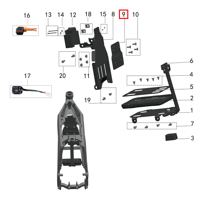 Cuscino in gomma anteriore per supporto batteria