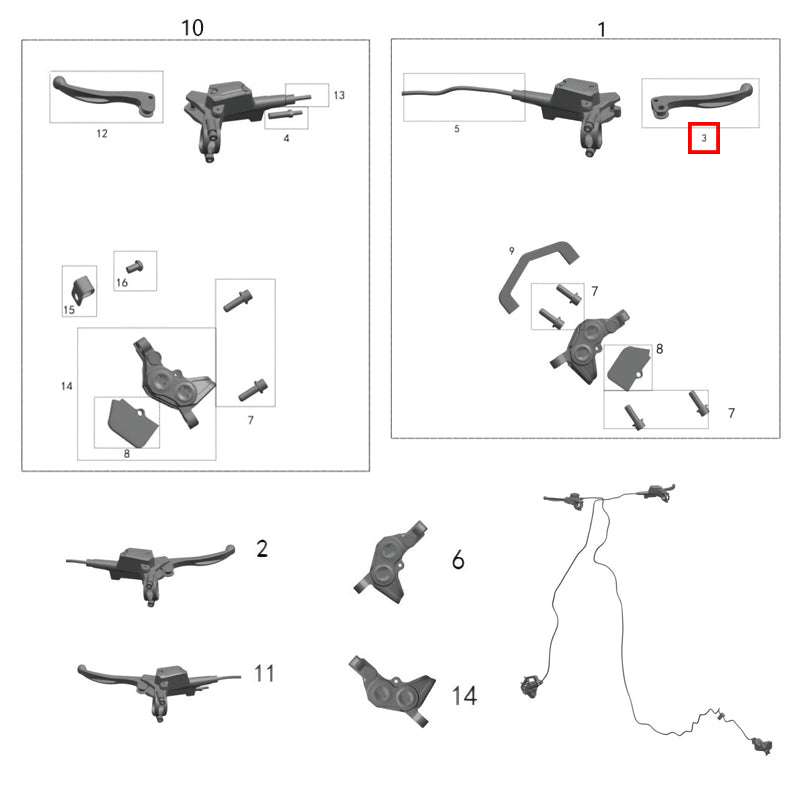 Set leve freno anteriore/posteriore TL3000