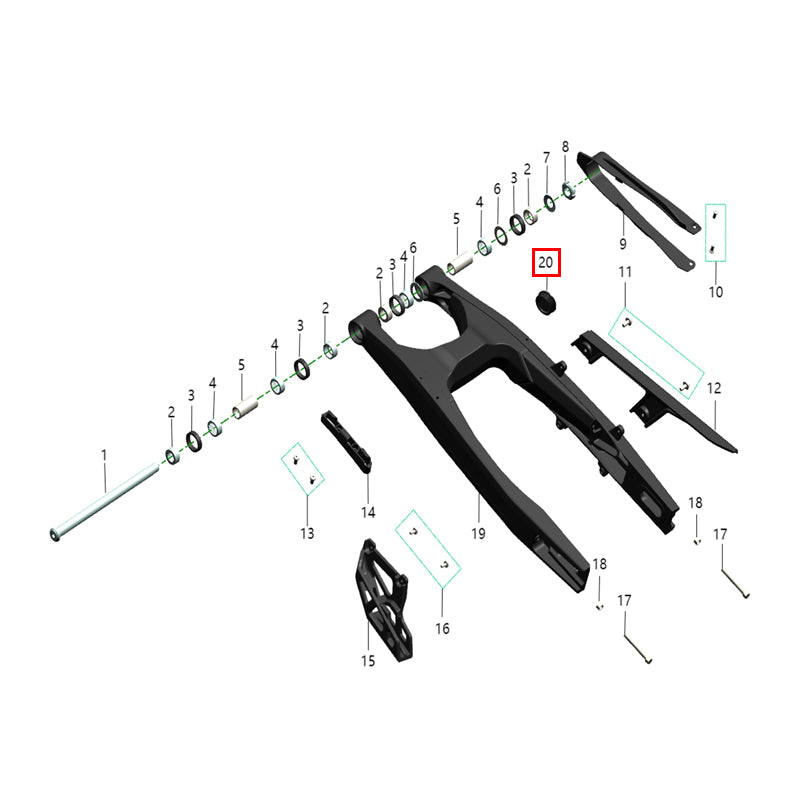 Fermo decorativo forcella posteriore (Nero)
